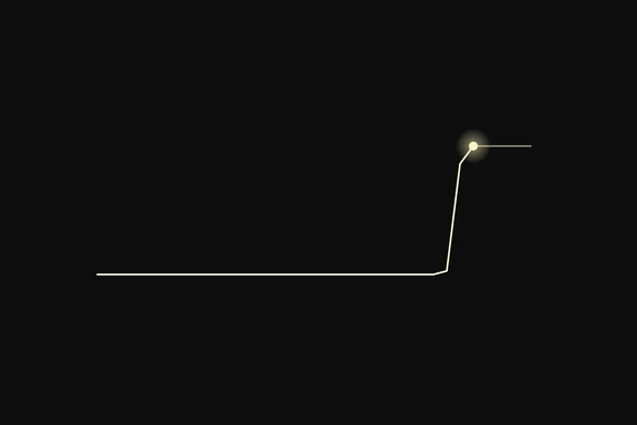 A flat gold line on black that rises almost vertically just before its right edge