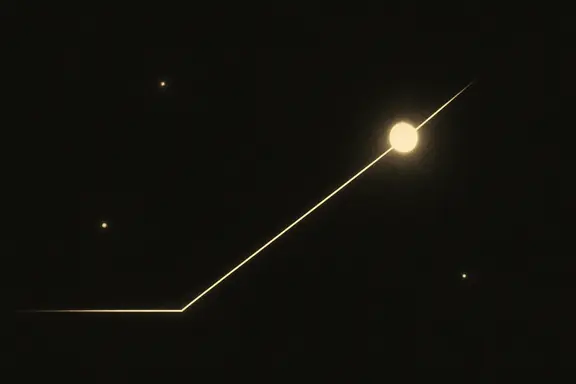 A bright gold point moving along a thin line, followed by a fainter lagging copy, on black