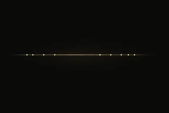 Two thin lines of small gold dots running side by side at almost the same height across a black field